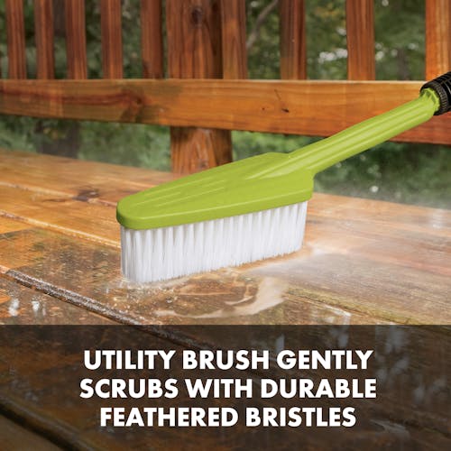 Utility brush scrubbing deck