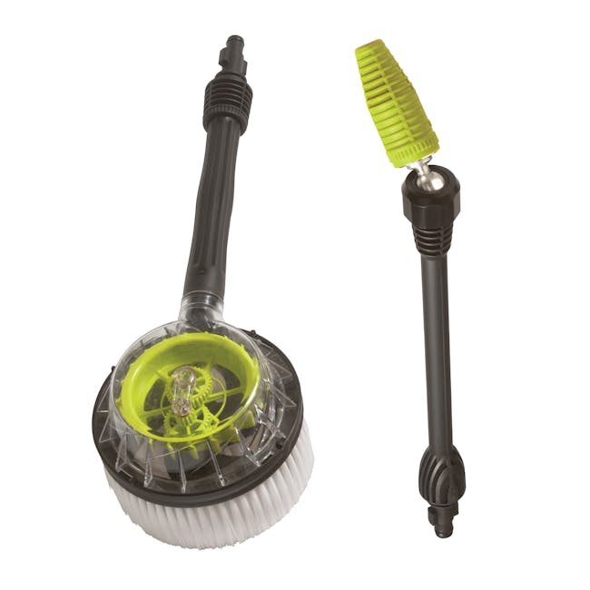 Sun Joe Rotary Wash Brush Attachment and a multi-angle rotary spray wand for pressure washers.