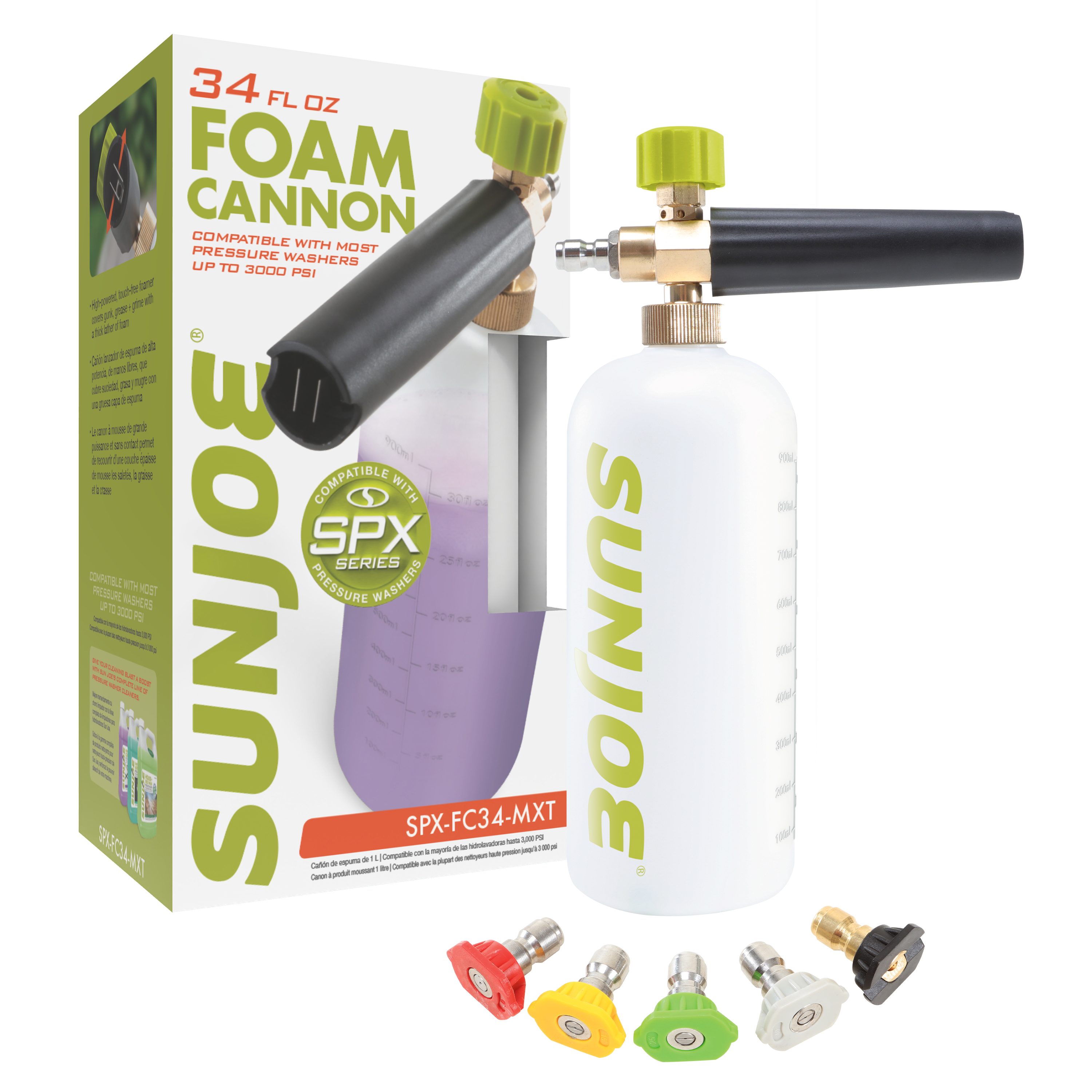 Sun Joe SPX-FC34-MXT 32 Oz Foam Cannon 5 Quick Connect Tips