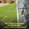 Gutter cleaning attachment  of Sun Joe Home cleaning system removing debris from gutter