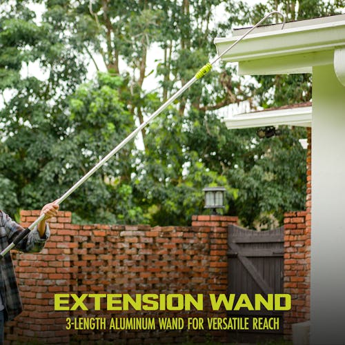 extension wand being used to reach a gutter