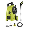 Sun Joe 11-amp Electric Pressure Washer with 1450 PSI with a spray wand, needle clean out tool, high-pressure hose, and garden hose adapter.