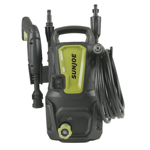 Sun joe portable pressure washer with 2 nozzles and hose front view