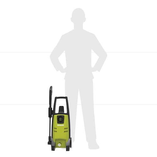 Actual size depiction of the Sun Joe 13-amp 1885 PSI Electric Pressure Washer which is about mid-thigh height.