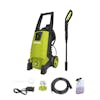 Sun Joe 13-amp 1885 PSI Electric Pressure Washer with spray wand, hose, hose connecter, detergent tank, and needle clean out tool.