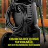 Onboard hose storage of SPX2690-MAX electric pressure washer