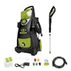 Sun Joe 14.5-amp 2800 PSI High-Performance Electric Pressure Washer with spray wand, hose, hose connecter, quick connect tips, two detergent tanks, and needle clean out tool.
