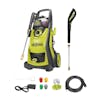 Sun Joe 13-amp 2200 PSI Extreme Clean Electric Pressure Washer with spray wand, high-pressure hose, garden hose connecter, quick connect tips, and needle clean out tool.