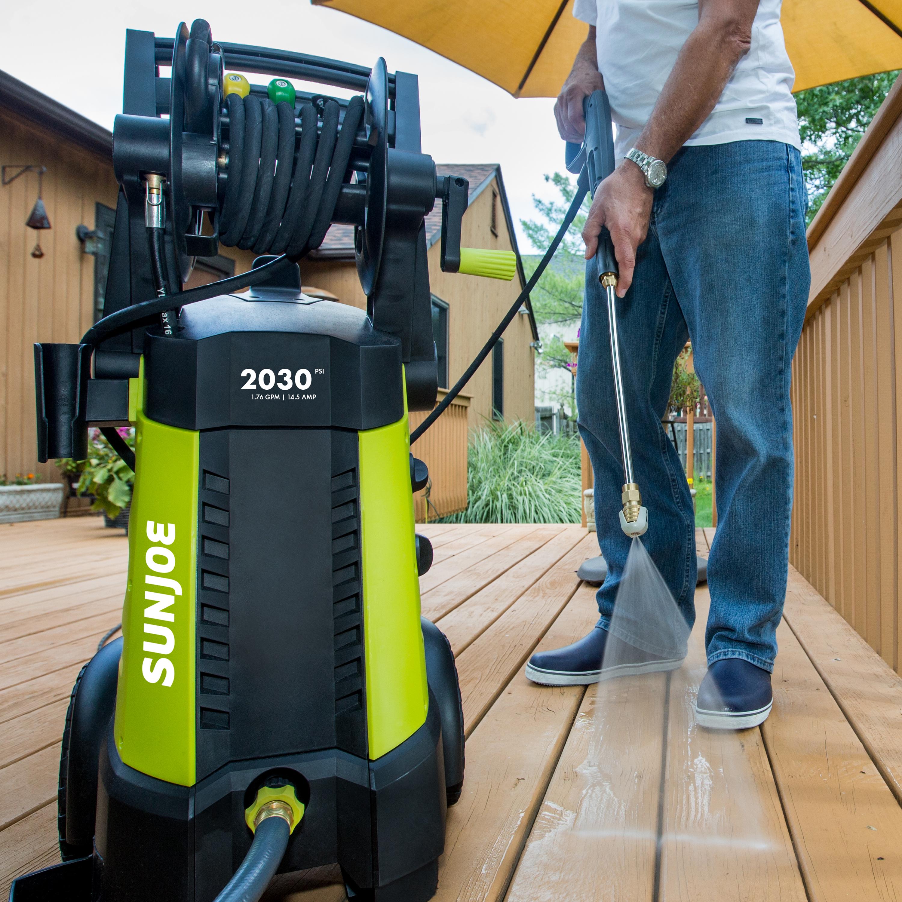 Sun Joe 2030 Psi 1.76 Gpm 14.5 Amp Electric Pressure Washer with Hose Reel, Green