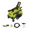 Sun Joe 11-amp 1600 PSI Electric Pressure Washer with foam cannon, high pressure hose, garden hose connector, and power cord.