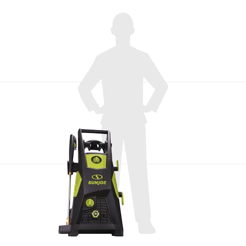 Actual size depiction of the Sun Joe 13-amp 2300 PSI Electric Pressure Washer which is about waist height.