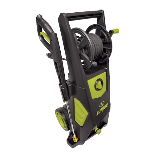 Toip-angled view of the Sun Joe 13-amp 2250 PSI Brushless Induction Electric Pressure Washer.