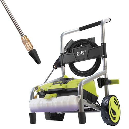 Sun Joe 14.5-amp 2030 PSI Electric Pressure Washer with the spray wand.