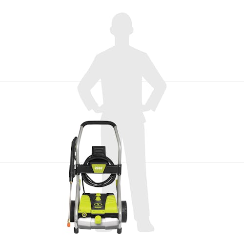 Actual size depiction of the Sun Joe 14.5-amp 2030 PSI Electric Pressure Washer which is about waist height.