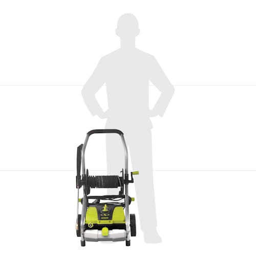 Actual size depiction of the Sun Joe 14.5-amp 2030 Electric Pressure Washer which is about waist height.