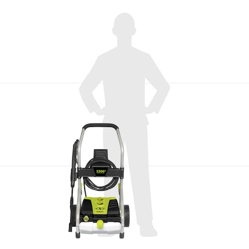 Actual size depiction of the Sun Joe 14.5-amp 2200 PSI Electric Pressure Washer which is about waist height.