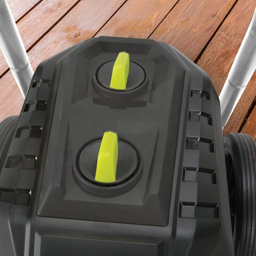 Close-up of the adjustment dials on the Sun Joe 14.9-amp 3200 PSI Electric Pressure Washer.
