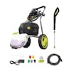Sun Joe 14.9-amp 3200 PSI Electric Pressure Washer with spray wand, hose, hose adapter, quick connect tips, and needle clean out tool.