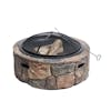 Sun Joe 35-inch Large Cast Stone Base, Wood Burning Fire Pit with Dome Screen and Poker.