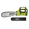 Sun Joe 14-amp 16-inch Electric Chain Saw with blade cover.