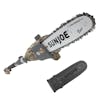 Sun Joe 8-amp 10-inch Electric Multi-Angle Camo-pattern Pole Chain Saw with blade cover.