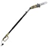 Side view of the Sun Joe 8-amp 10-inch Electric Multi-Angle Camo-pattern Pole Chain Saw with the head angle adjusted.