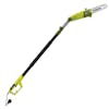 Side view of the Sun Joe 8-amp 10-inch Electric Multi-Angle Pole Chain Saw with the head angle adjusted.