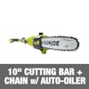 10 inch cutting bar and chain with auto-oiler.