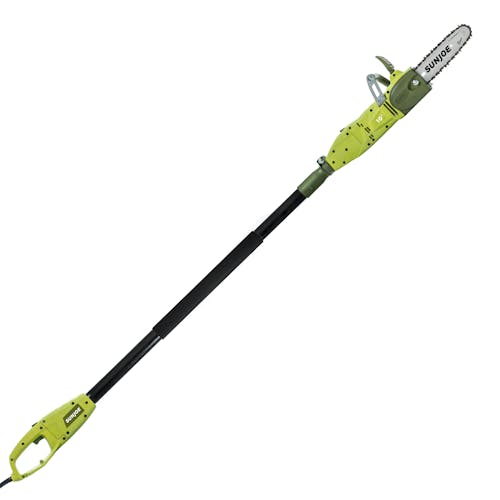 Right-side view of the Sun Joe 8-amp 10-inch Electric Convertible Pole Chain Saw.