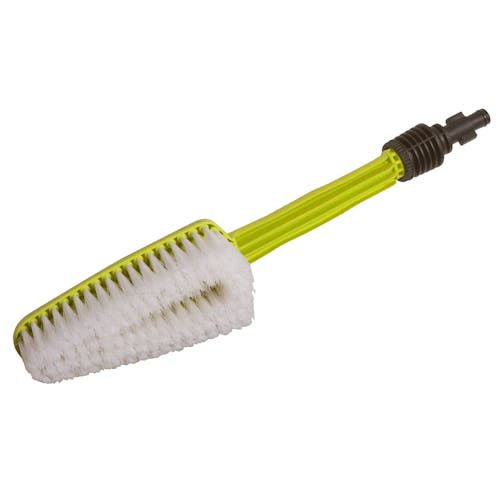 View of the bristles on the Sun Joe Feather Bristle Utility Brush for pressure washers.