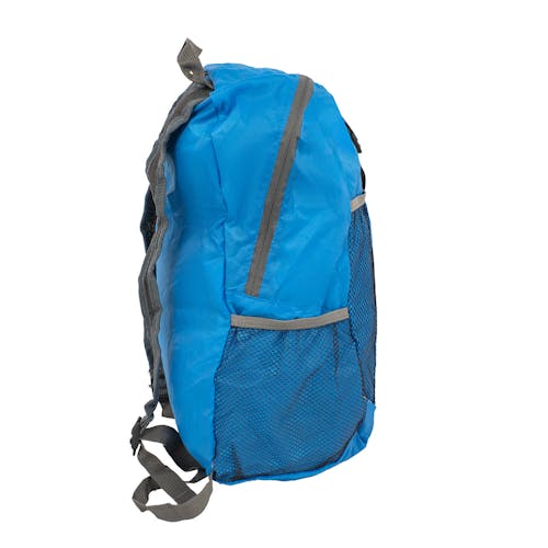 Right-side view of the TrailGear 19-liter waterproof blue backpack.