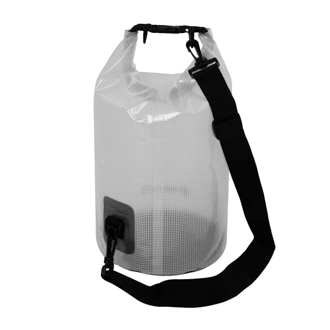 TrailGear 10-liter black transparent dry bag.