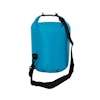 View of the shoulder strap on the TrailGear 5-liter heavy-duty sky blue dry bag.