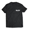 Slick Products Black Twin Tee. The brand name is in the pocket area on the front.