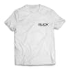 Slick Products White Twin Tee. The brand name is in the pcoket area on the front.