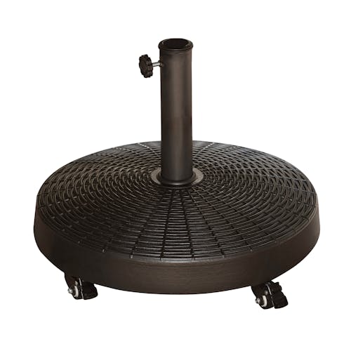 Bliss Outdoors 20.5-inch Outdoor Umbrella Stand with wheels.