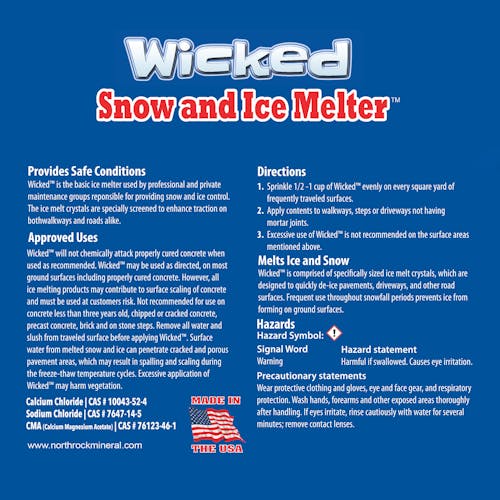 Directions and approved uses for the Wicked Ice Melt.