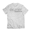 Slick Products White Classic Tee. The brand name is large on the back.