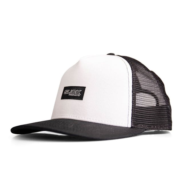 Slick Products one-size-fits-all black and white micro snapback hat.