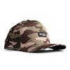 Left-angled view of the Slick Products One-size-fits-all camo snapback hat.