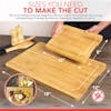 Infographic for the EatNeat Set of 2 Authentic Bamboo Cutting Boards showing the sizes: a large 12-inch by 18-inch board and a small 8-inch by 10-inch board.