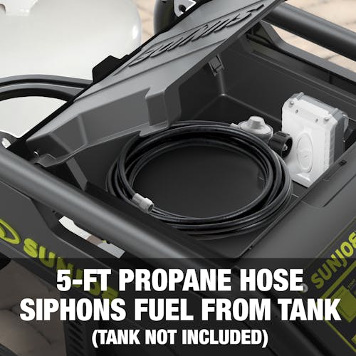 5-foot propane hose siphons fuel from tank. Tank not included.