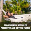 Eco-friendly recycled polyester and cotton fabric.