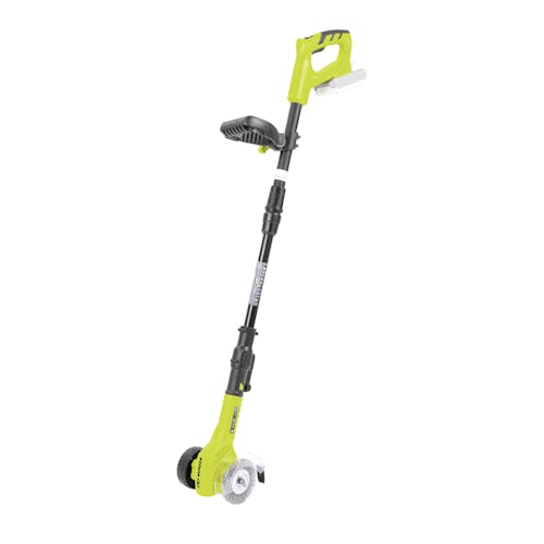 Angled view of the Sun Joe 24-Volt cordless weed sweeper kit.