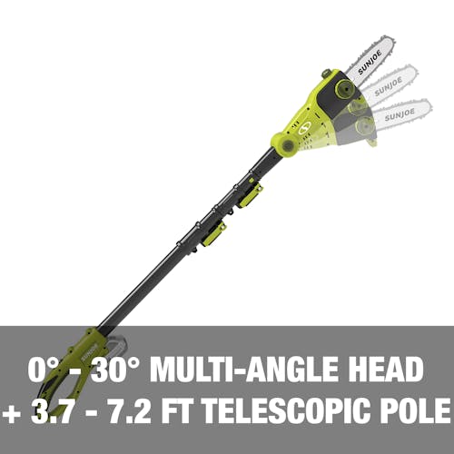 0 to 30-degree multi-angle head plus a 3.7 to 7.2-foot telescopic pole.