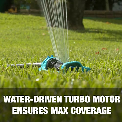 Water-driven turbo motor ensures mac coverage.