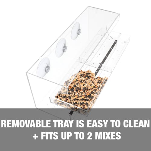 Removable tray is easy to clean and fits up to 2 mixes.
