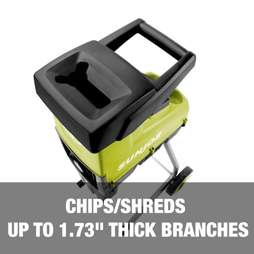 Chips and shreds up to 1.73-inch thick branches.