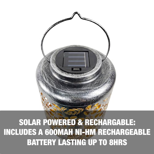 Solar powered and rechargeable: includes a 600 MAH NI-HM rechargeable batter lasting up to 8 hours.