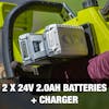 Two 24-volt 2.0-Ah lithium-ion batteries and charger.